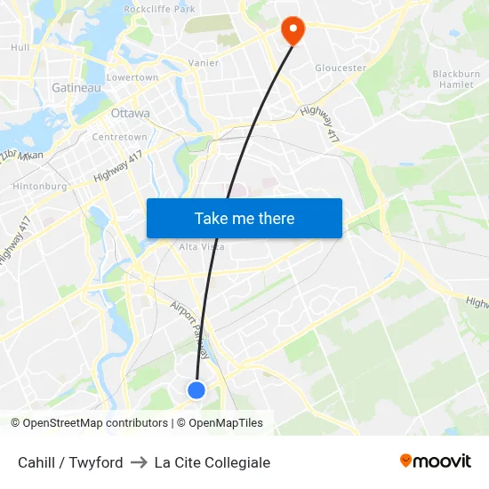 Cahill / Twyford to La Cite Collegiale map