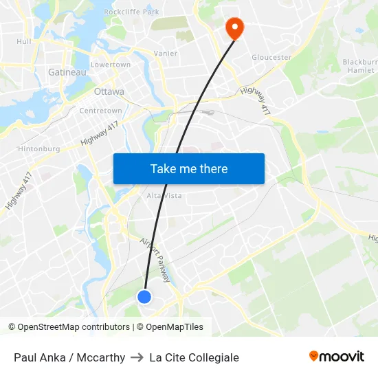 Paul Anka / Mccarthy to La Cite Collegiale map