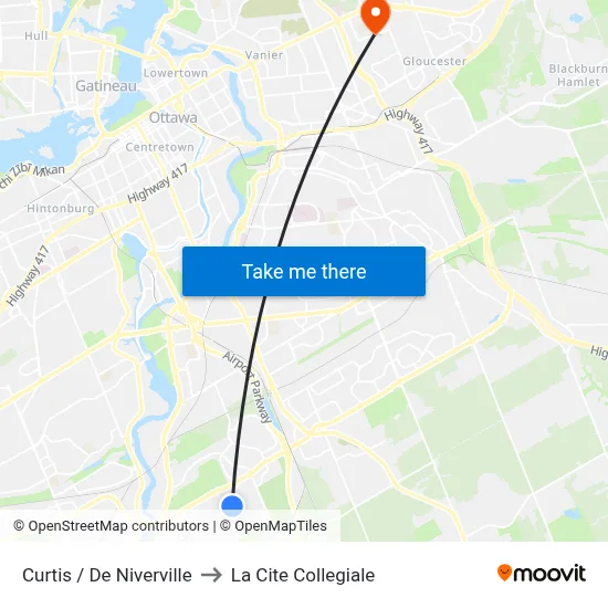 Curtis / De Niverville to La Cite Collegiale map