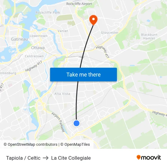 Tapiola / Celtic to La Cite Collegiale map