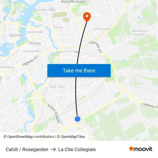 Cahill / Rosegarden to La Cite Collegiale map