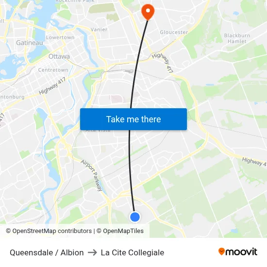 Queensdale / Albion to La Cite Collegiale map