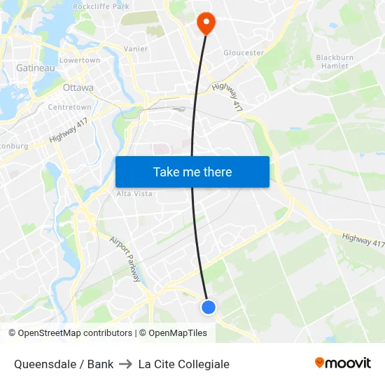 Queensdale / Bank to La Cite Collegiale map