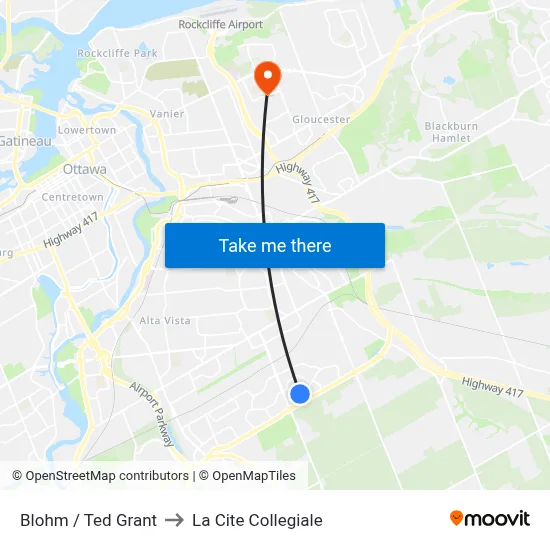 Blohm / Ted Grant to La Cite Collegiale map