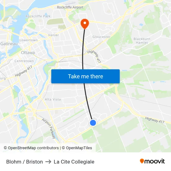 Blohm / Briston to La Cite Collegiale map