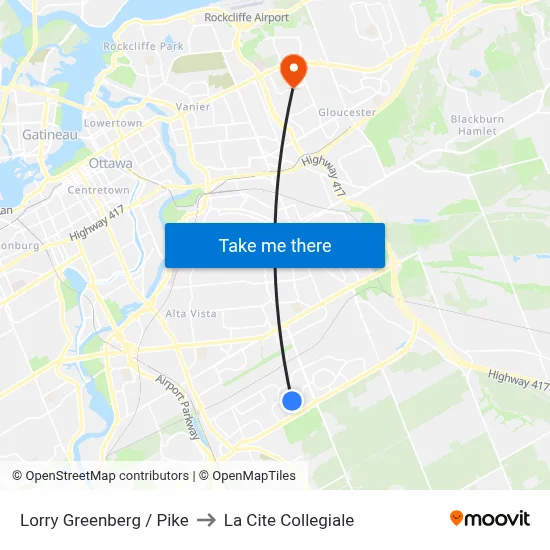 Lorry Greenberg / Pike to La Cite Collegiale map