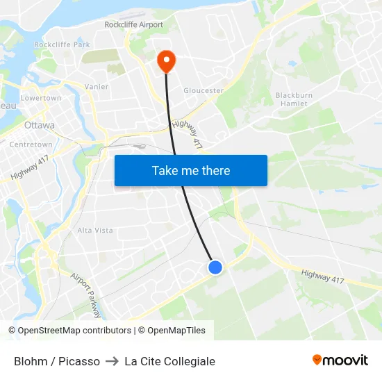 Blohm / Picasso to La Cite Collegiale map