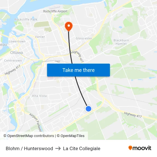 Blohm / Hunterswood to La Cite Collegiale map