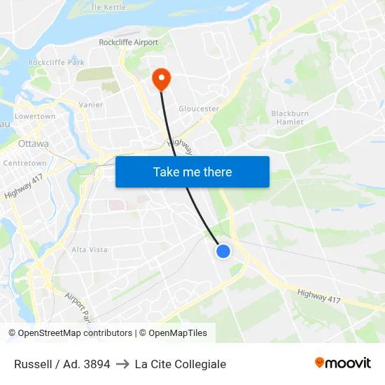 Russell / Ad. 3894 to La Cite Collegiale map