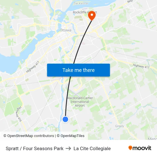 Spratt / Four Seasons Park to La Cite Collegiale map