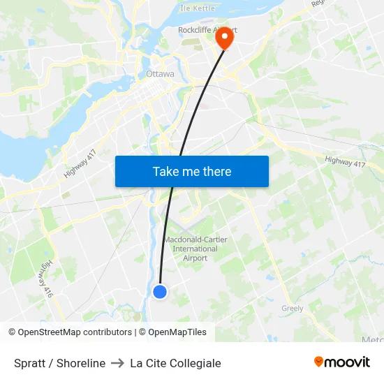 Spratt / Shoreline to La Cite Collegiale map