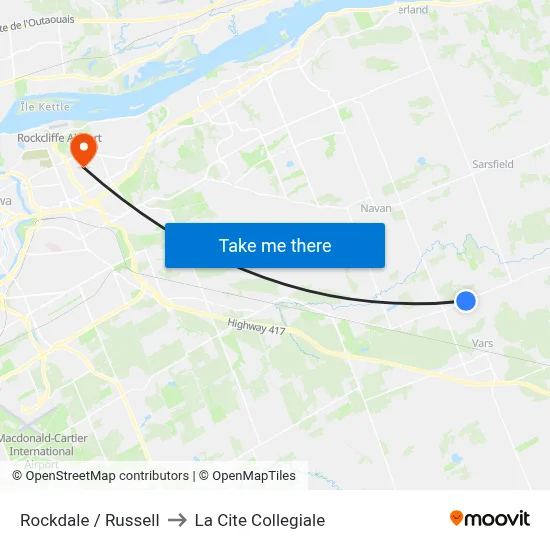 Rockdale / Russell to La Cite Collegiale map