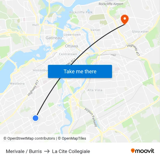 Merivale / Burris to La Cite Collegiale map