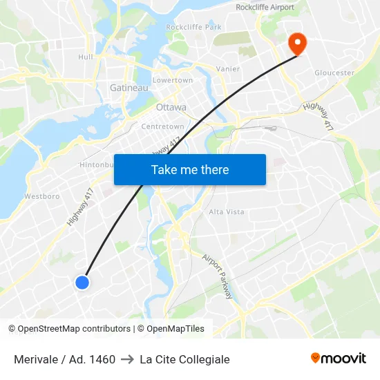 Merivale / Ad. 1460 to La Cite Collegiale map