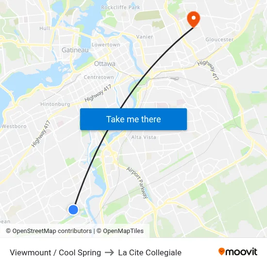 Viewmount / Cool Spring to La Cite Collegiale map