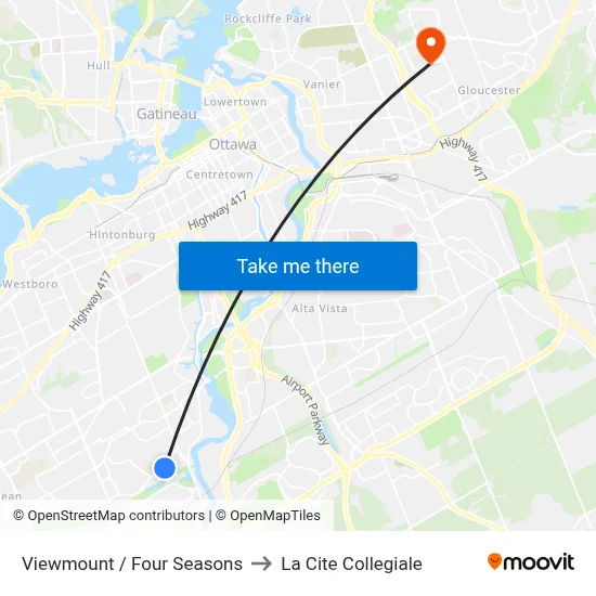 Viewmount / Four Seasons to La Cite Collegiale map