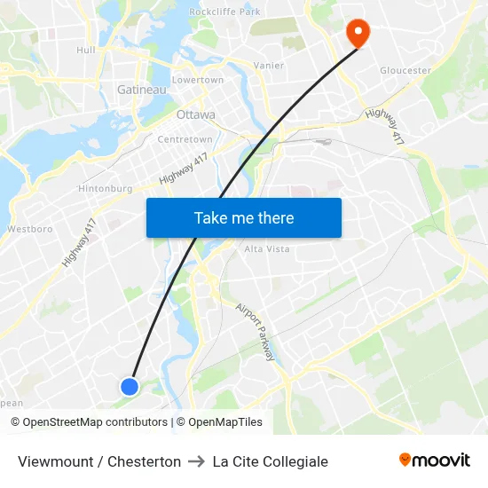 Viewmount / Chesterton to La Cite Collegiale map