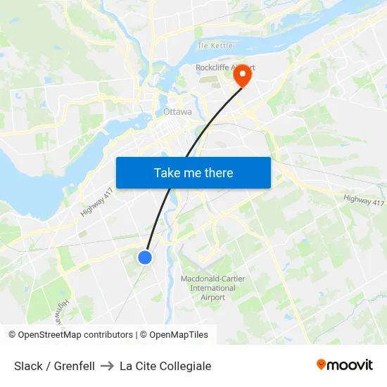 Slack / Grenfell to La Cite Collegiale map