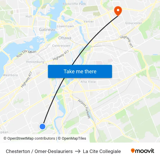 Chesterton / Omer-Deslauriers to La Cite Collegiale map