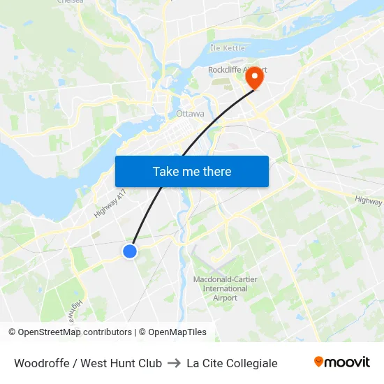 Woodroffe / West Hunt Club to La Cite Collegiale map