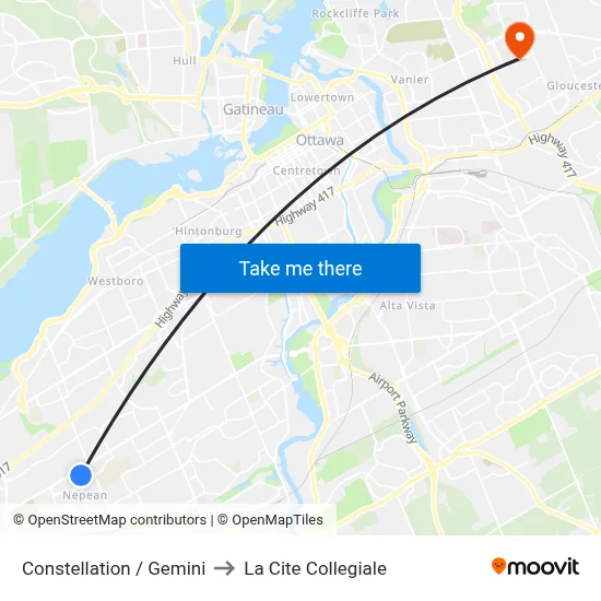 Constellation / Gemini to La Cite Collegiale map