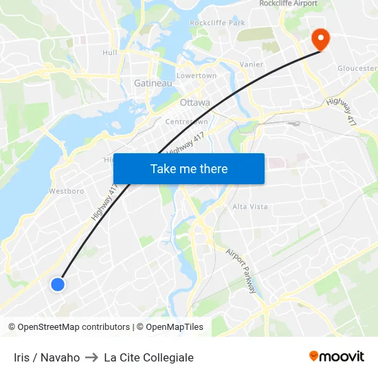 Iris / Navaho to La Cite Collegiale map