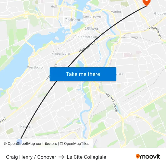 Craig Henry / Conover to La Cite Collegiale map