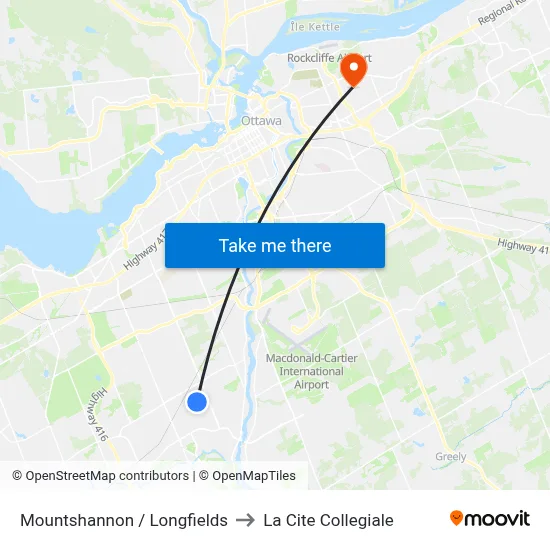 Mountshannon / Longfields to La Cite Collegiale map