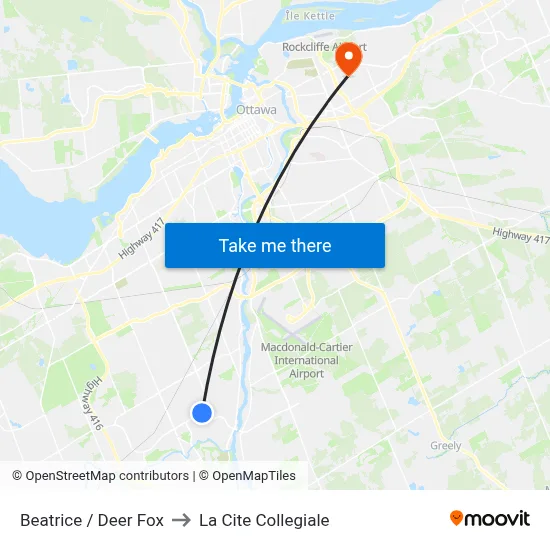 Beatrice / Deer Fox to La Cite Collegiale map