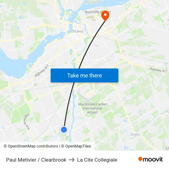 Paul Metivier / Clearbrook to La Cite Collegiale map