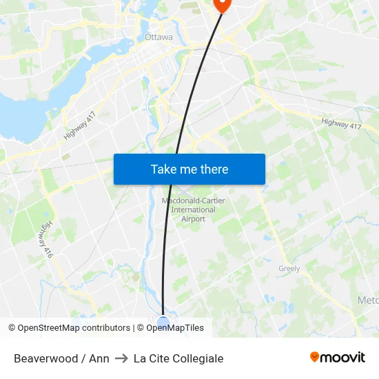 Beaverwood / Ann to La Cite Collegiale map