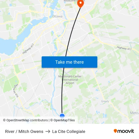 River / Mitch Owens to La Cite Collegiale map