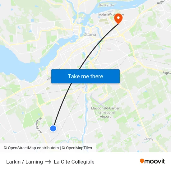 Larkin / Laming to La Cite Collegiale map