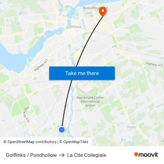 Golflinks / Pondhollow to La Cite Collegiale map