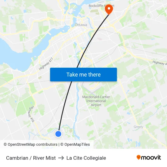 Cambrian / River Mist to La Cite Collegiale map
