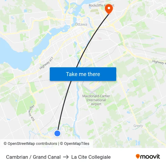 Cambrian / Grand Canal to La Cite Collegiale map