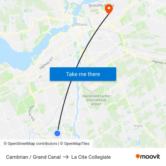 Cambrian / Grand Canal to La Cite Collegiale map