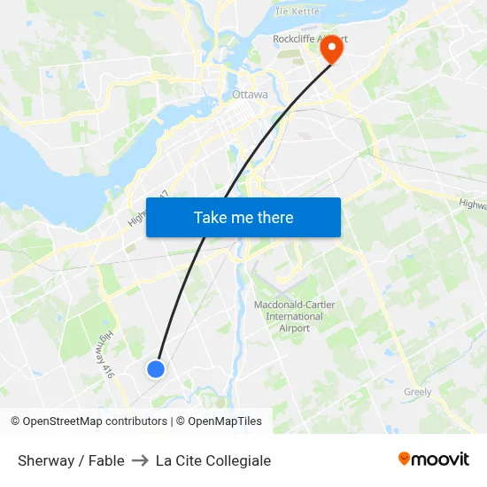 Sherway / Fable to La Cite Collegiale map