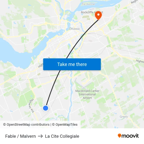 Fable / Malvern to La Cite Collegiale map