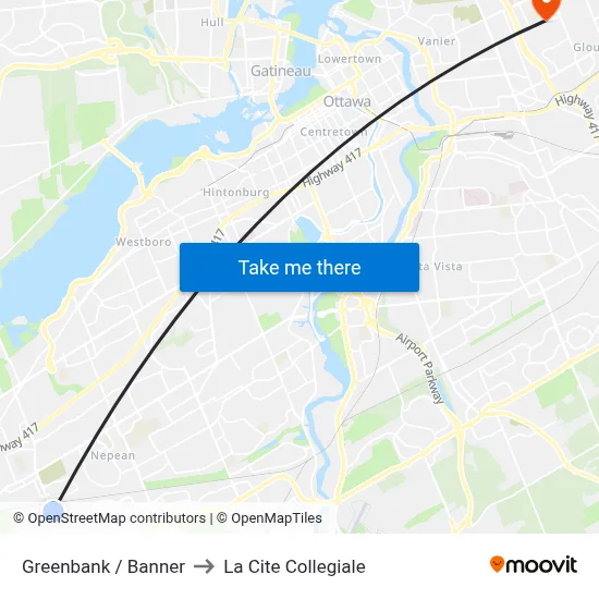 Greenbank / Banner to La Cite Collegiale map