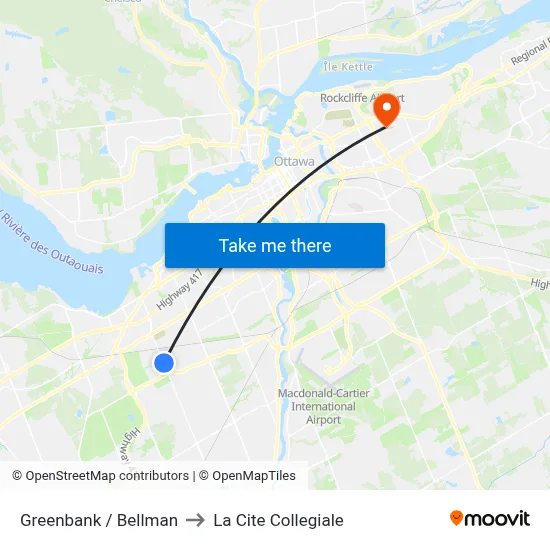 Greenbank / Bellman to La Cite Collegiale map
