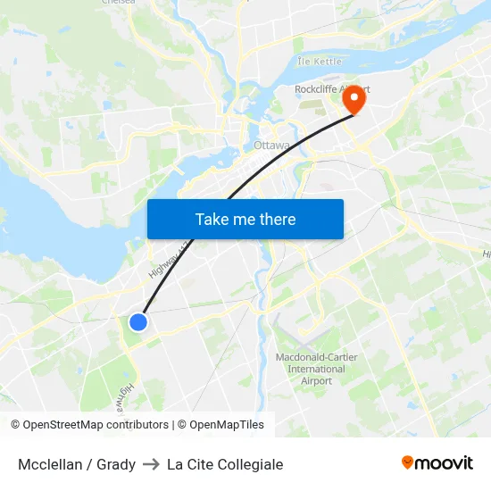 Mcclellan / Grady to La Cite Collegiale map
