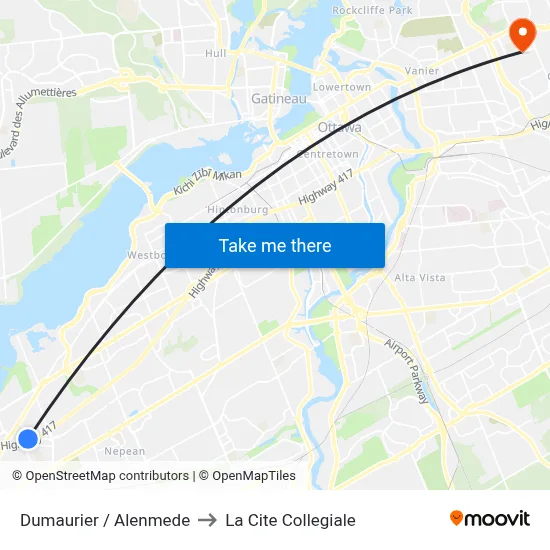 Dumaurier / Alenmede to La Cite Collegiale map