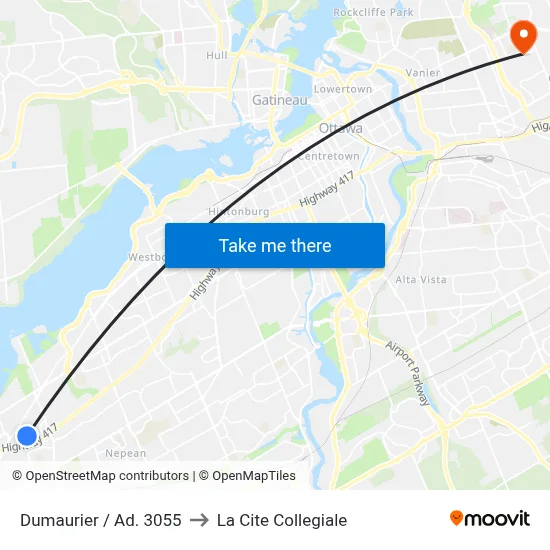 Dumaurier / Ad. 3055 to La Cite Collegiale map