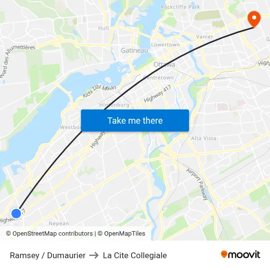 Ramsey / Dumaurier to La Cite Collegiale map