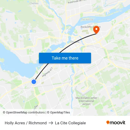 Holly Acres / Richmond to La Cite Collegiale map