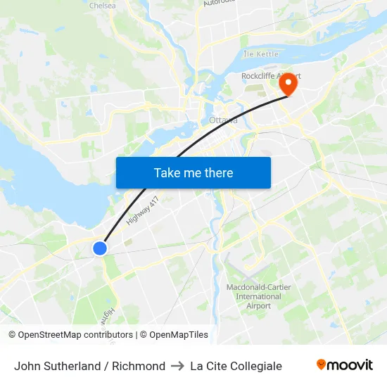 John Sutherland / Richmond to La Cite Collegiale map