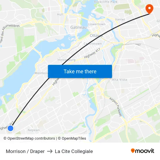 Morrison / Draper to La Cite Collegiale map