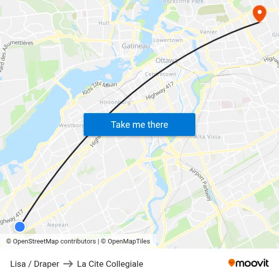 Lisa / Draper to La Cite Collegiale map