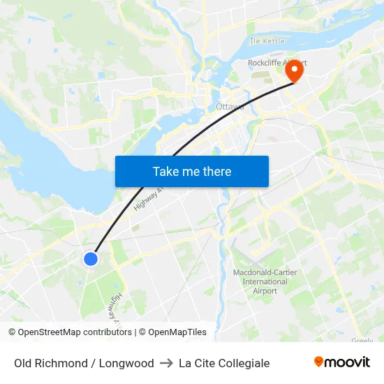 Old Richmond / Longwood to La Cite Collegiale map